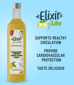 Elixir of Life! Premium Health Booster Packed With Apple Cider Vinegar, Ginger, Honey & Lemon - Hand-Crafted, Healthy Natural Drinks 500 ml (33 servings)