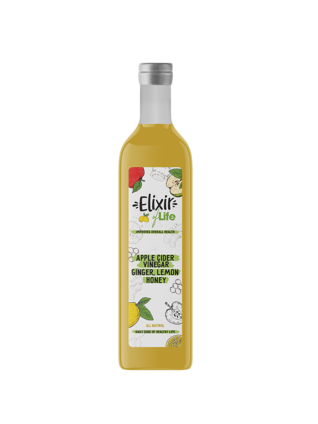 Elixir of Life! Premium Health Booster Packed With Apple Cider Vinegar, Ginger, Honey & Lemon - Hand-Crafted, Healthy Natural Drinks 250 ml (16 servings)