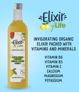 Elixir of Life! Premium Health Booster Packed With Apple Cider Vinegar, Ginger, Honey & Lemon - Hand-Crafted, Healthy Natural Drinks 250 ml (16 servings)