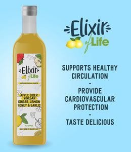 Elixir of Life! Premium Health Booster Packed With Apple Cider Vinegar, Ginger, Honey, Lemon & Garlic - Hand-Crafted, Healthy Natural Drinks 250 ml (16 servings)