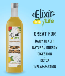 Elixir of Life! Premium Health Booster Packed with Apple Cider Vinegar, Ginger, Honey, Lemon & Turmeric - Hand-Crafted, Healthy Natural Drinks 250 ml (16 Servings)