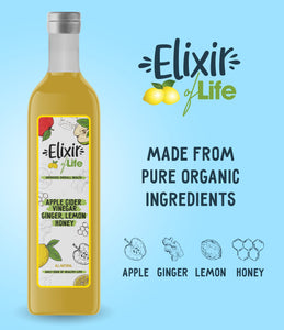 Elixir of Life! Premium Health Booster Packed With Apple Cider Vinegar, Ginger, Honey & Lemon - Hand-Crafted, Healthy Natural Drinks 500 ml (33 servings)